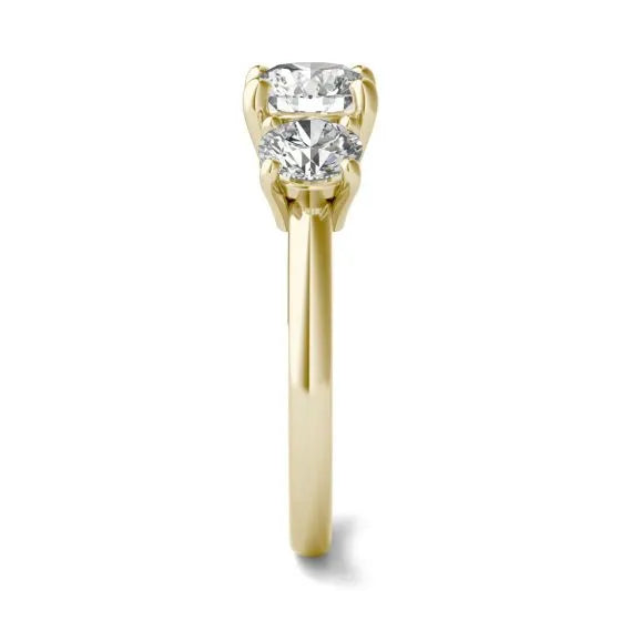 2 CTW AGI Certified Lab Grown Diamond (G-VS) Three Stone Engagement Ring in Choice of 14K Yellow or 14k White Gold