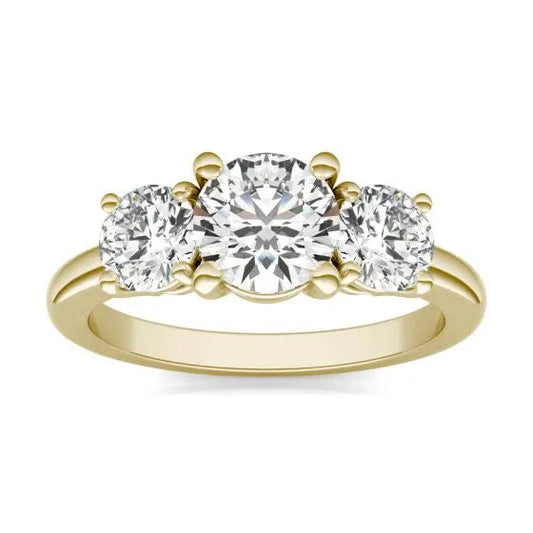 2 CTW AGI Certified Lab Grown Diamond (G-VS) Three Stone Engagement Ring in Choice of 14K Yellow or 14k White Gold