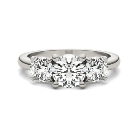 2 CTW AGI Certified Lab Grown Diamond (G-VS) Three Stone Engagement Ring in Choice of 14K Yellow or 14k White Gold