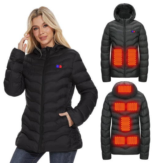 Womens Heated Jacket with 10000mAh Battery Pack, Dual Control Button Heated Coat