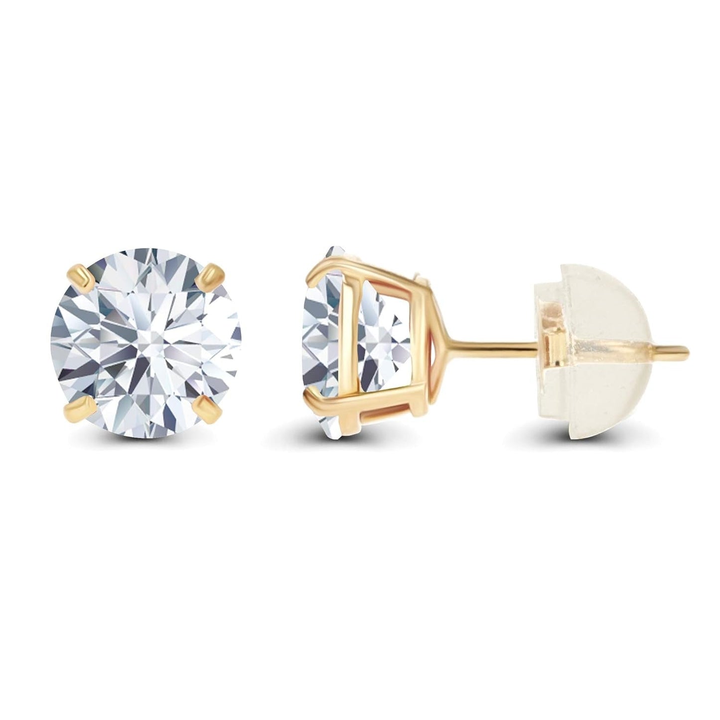 2.50 CTW AGI Certified Lab-Grown Diamond Stud Earrings in 14K Yellow Gold | G Color VS Clarity